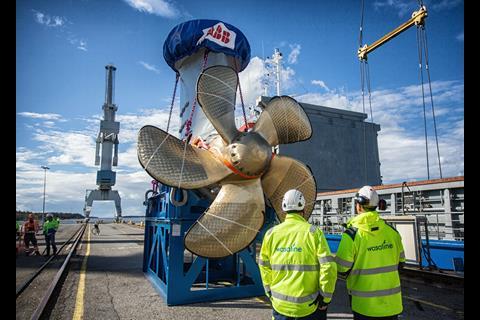 An Azipod® propulsion unit destined for Wasaline’s new ferry (credit: ABB)